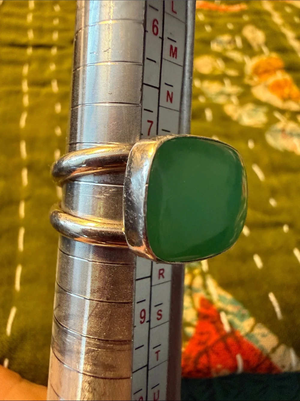 CHRYSOPRASE Rectangular Gem Sterling Silver Statement Ring